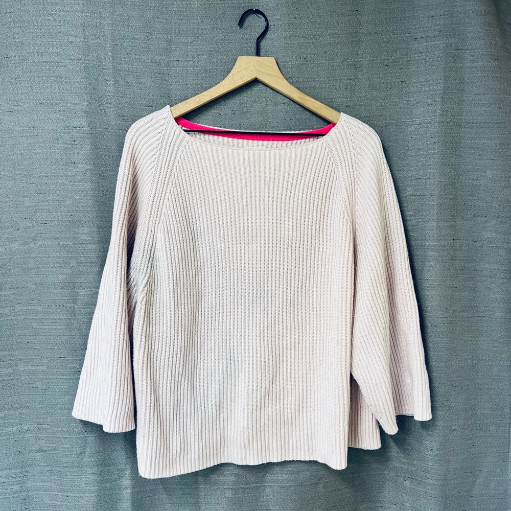 Lou & Grey Oversized Light Pink Knit 3/4 Length Sleeve Boxy Sweater Size Medium